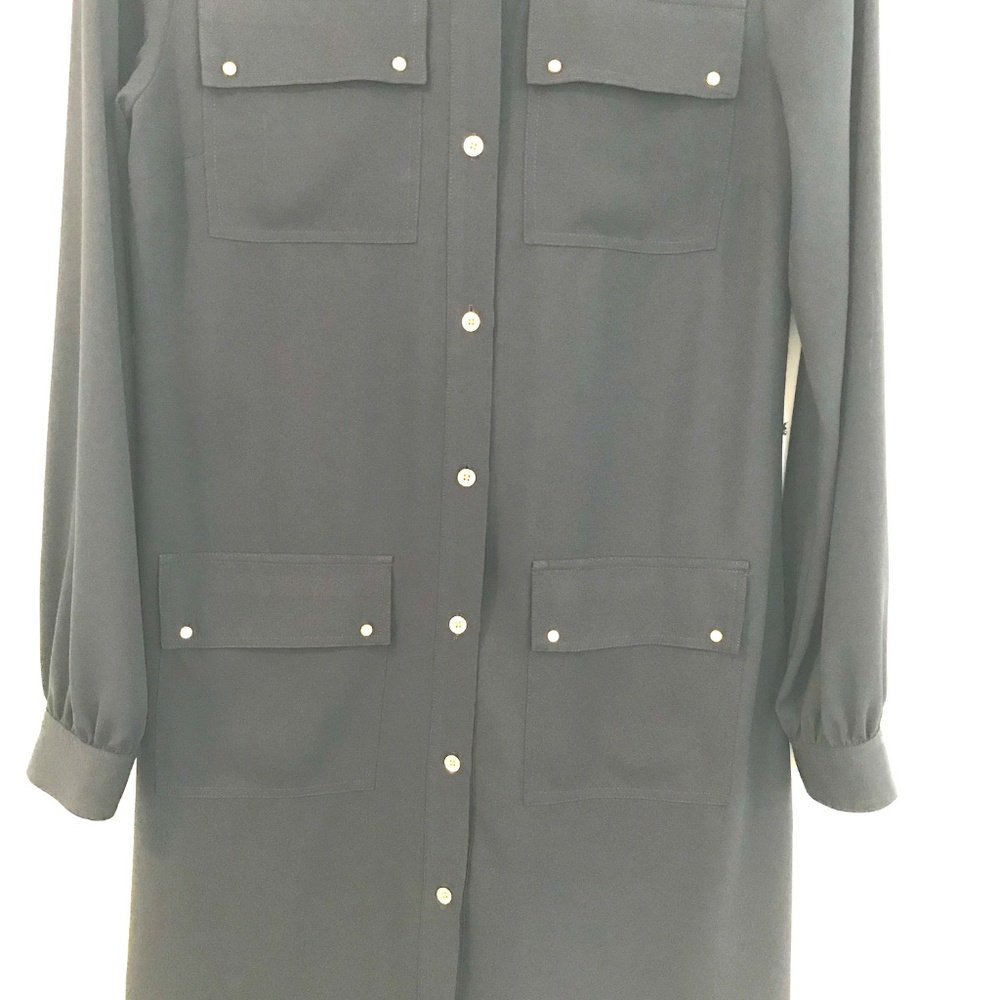 Michael Kors dress 4 navy 4 pockets balloon sleeves buttons knee length wedding - Picture 5 of 15